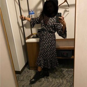 Long Black Flora Dress